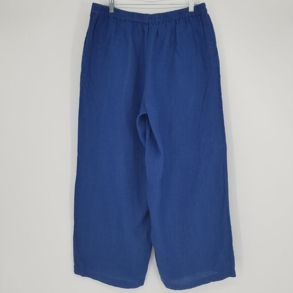Gudrun Sjoden Linen Wide-leg Pants -L- Blue - Scandi, Lagenlook, - Picture 2 of 6